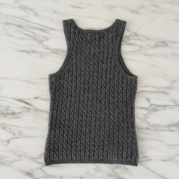 Almada Cable-Knit Merino + Cashmere Tank Top — Charcoal, Size S - Picture 2 of 4